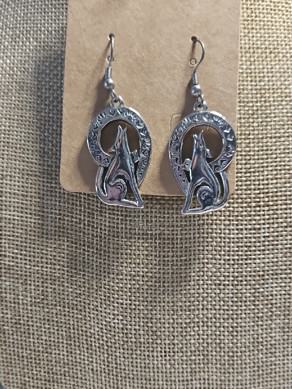 Source Unknown Silver Fox Crescent Dangle Earrings - Polished Silhouette